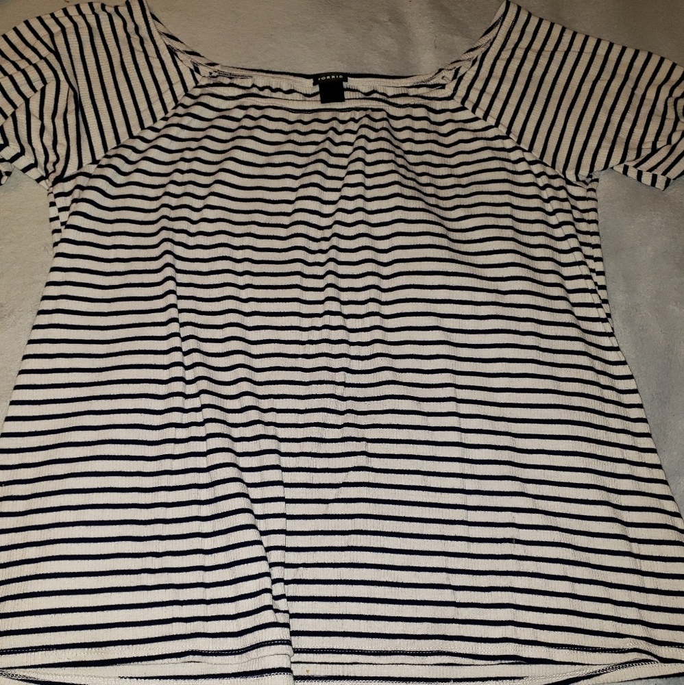 Torrid top blue and cream stripes size 5